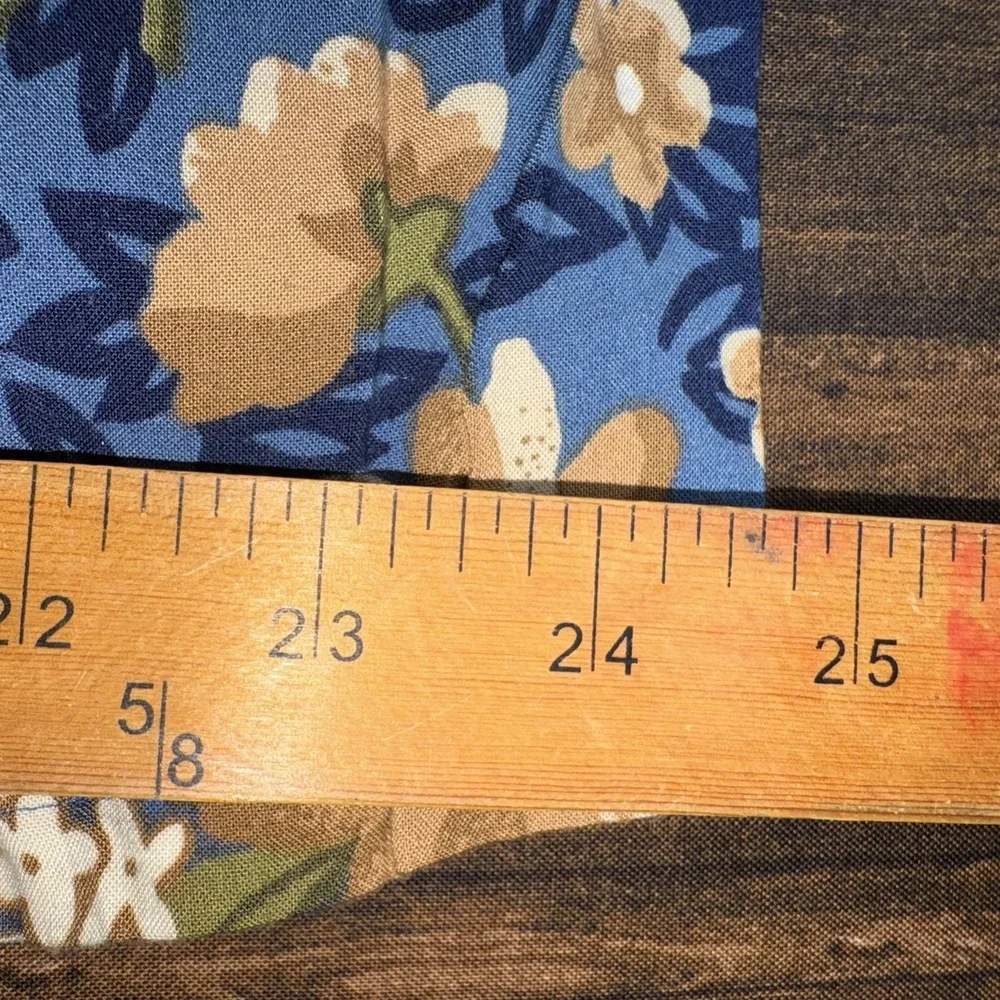 Vintage Sag Harbor Petite Midi Skirt Large Navy Blue Floral Button Front Rayon